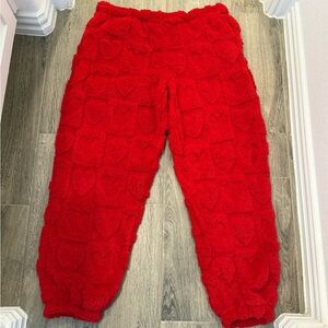 Joyspun Cozy Red Heart Patterned Women's Pants Medium